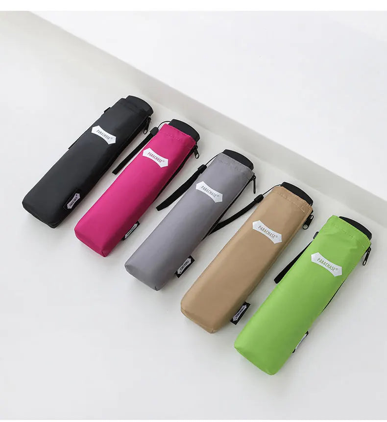 Parachase Flat Rain Umbrella Woman Lightweight 143g Foldable Mini Umbrella Pocket Portable Travel Folding Umbrella Windproof