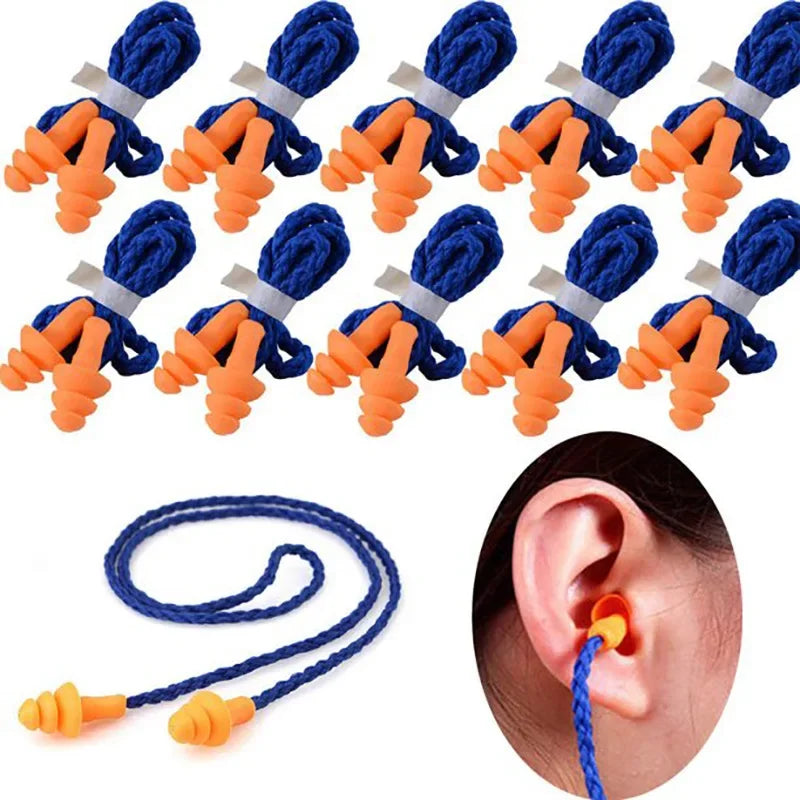 🔇 Ultimate Comfort & Safety: 10PCS Soft Silicone Corded Earplugs – Reusable Noise Reduction for Work & Everyday Protection! 🛠️✨