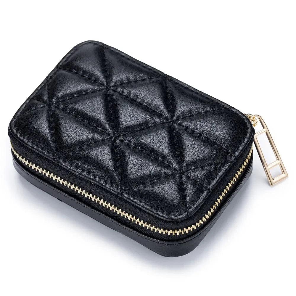 Mini Leather Cosmetic Bag – Stylish Lipstick & Coin Purse with Built-in Makeup Mirror