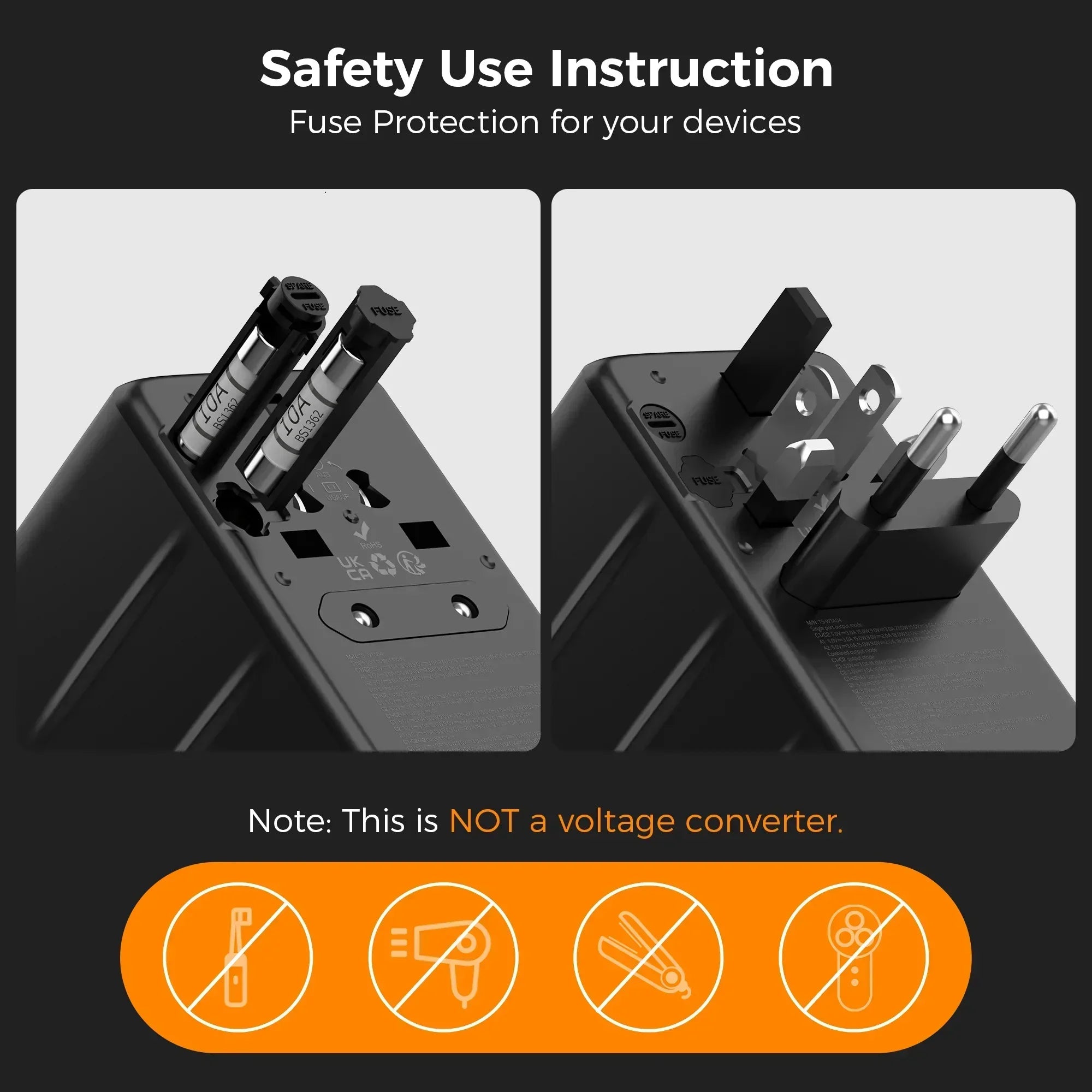 TESSAN 100W GaN Universal Travel Adapter – Fast Charging USB & Type-C Plug for EU/UK/US/AU!