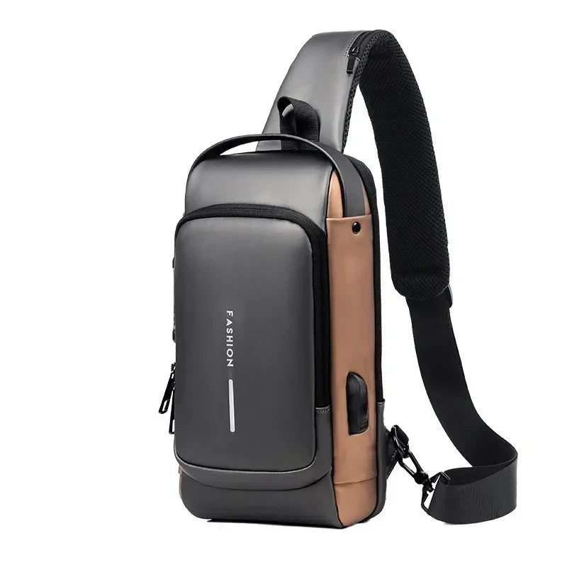Men's Anti-Theft Chest Bag – USB Charging Crossbody Sling Bag for School, Travel & Daily Use