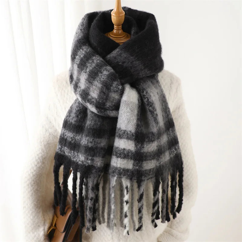 Ultra-Soft Korean Winter Cashmere-Feel Scarf – Thick, Warm & Stylish Tassel Shawl for Men & Women!