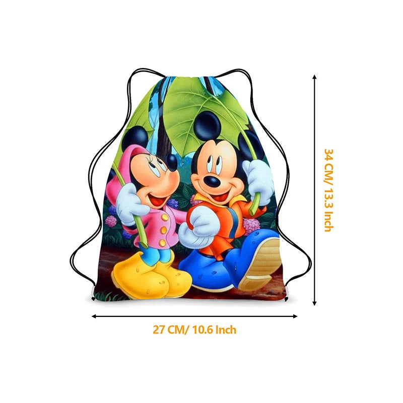 Disney Minnie & Mickey Drawstring Backpack – Cute & Lightweight Cartoon Bag for Kids, School, & Party Gifts!
