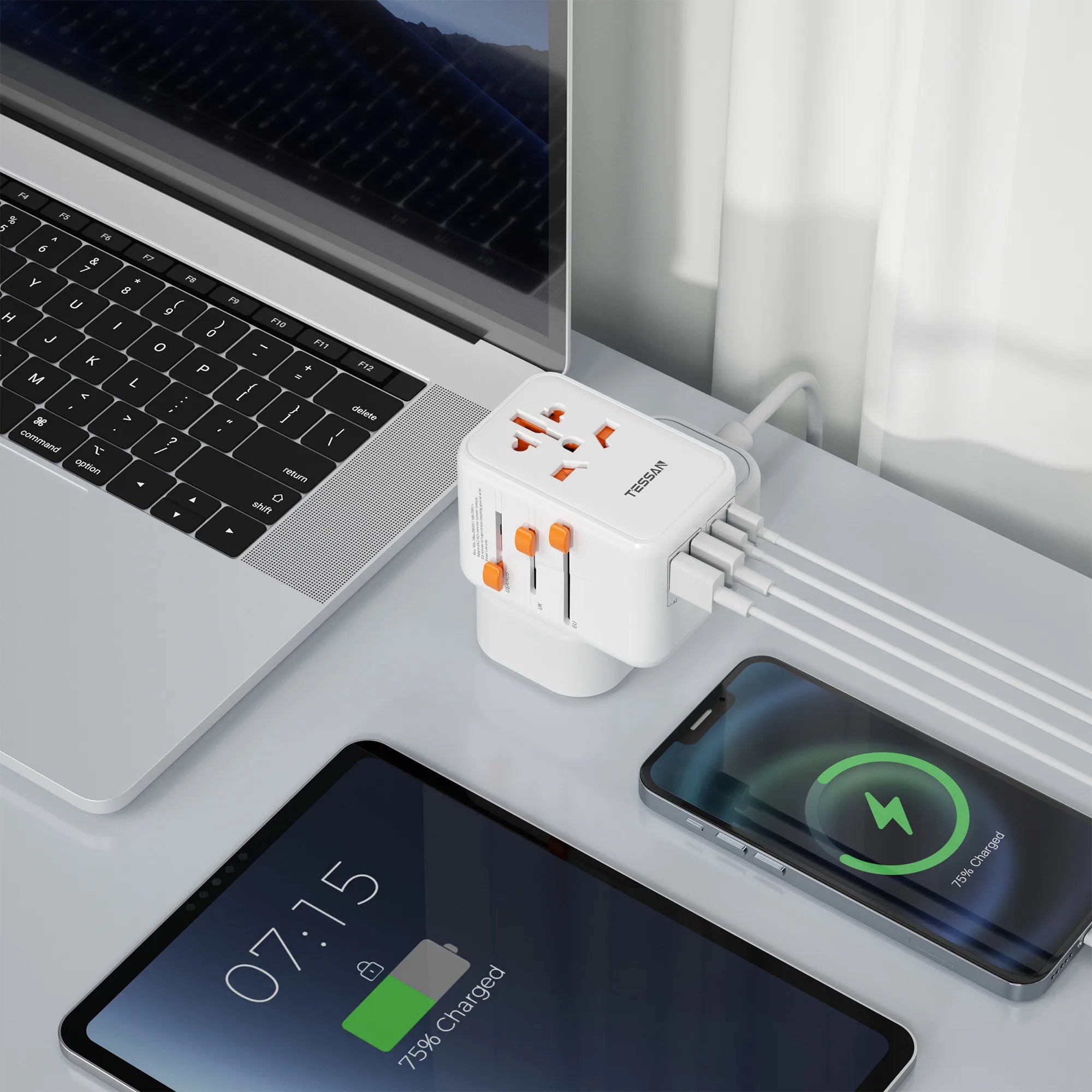 TESSAN 100W GaN Universal Travel Adapter – Fast Charging USB & Type-C Power Adapter for EU/UK/US/AU!