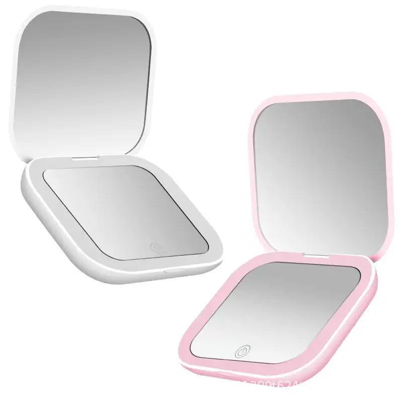 Mini LED Folding Makeup Mirror – Portable Magnifying Compact Mirror for Travel & Beauty