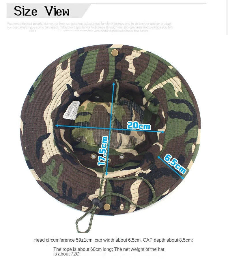 Camouflage Tactical Cap Boonie Bucket Hat Caps Camo Men Outdoor Sports Sun Bucket Cap Fishing Hiking Hunting Hats