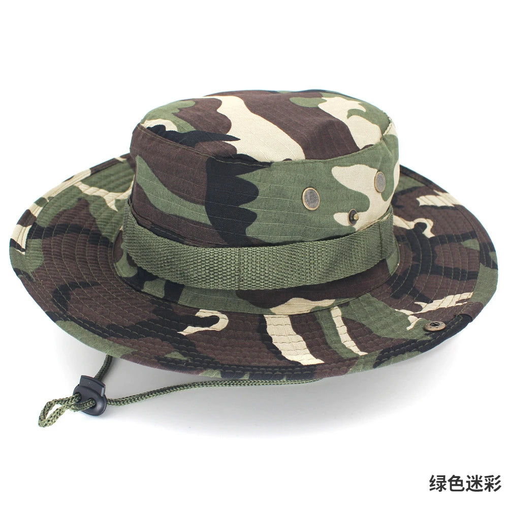Camouflage Tactical Cap Boonie Bucket Hat Caps Camo Men Outdoor Sports Sun Bucket Cap Fishing Hiking Hunting Hats