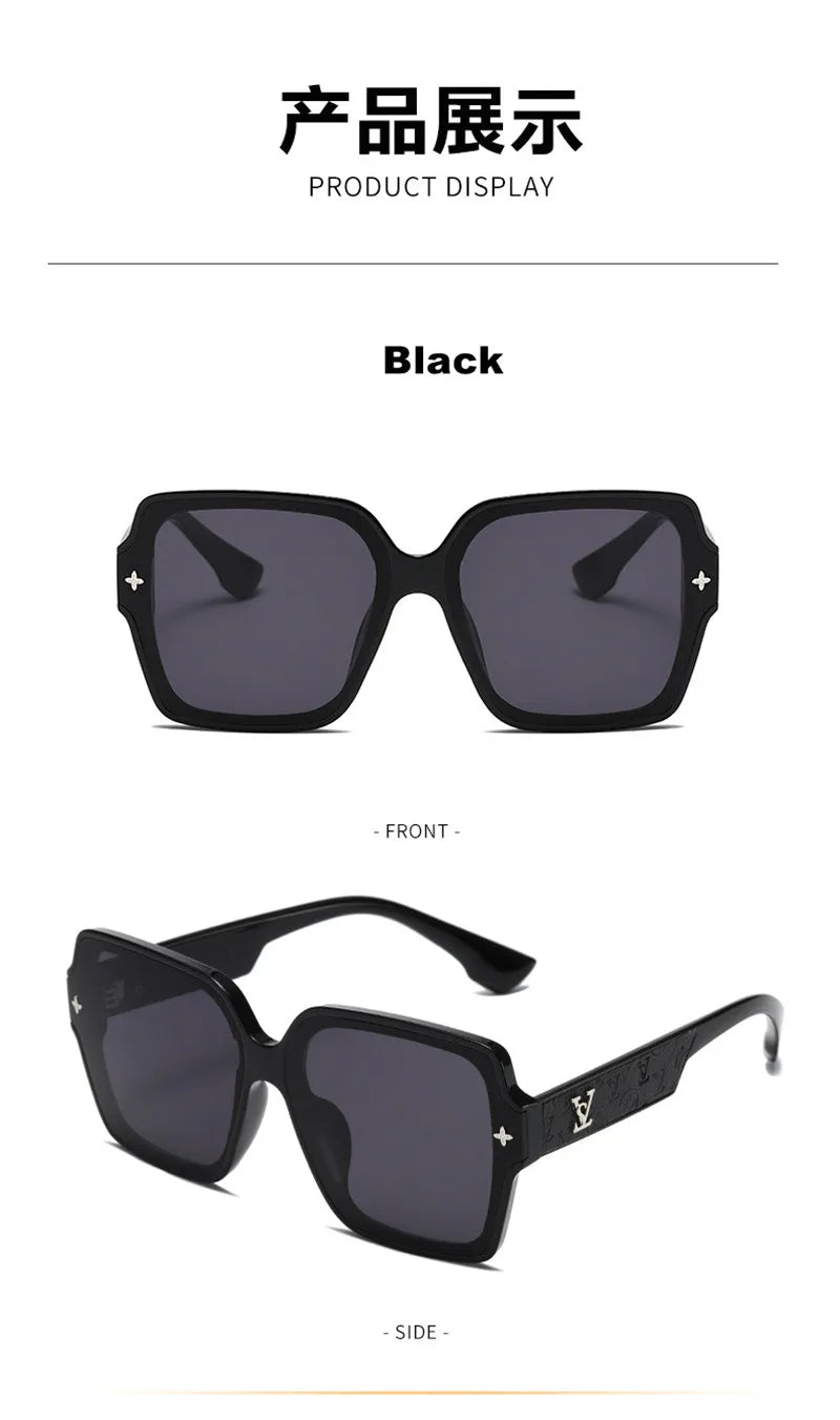 Luxury Women's New Retro Sunglasses Fashion Box Personalized Sunglasses Outdoor UV Protection UV400 Large Frame Driving Glasses