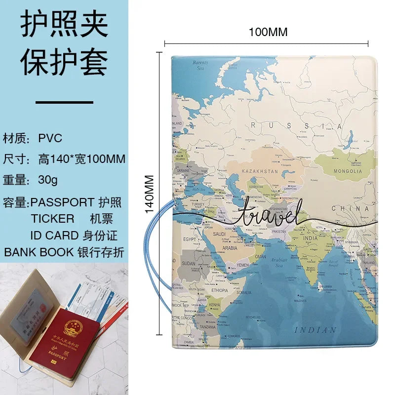 Portable Boarding Fashion Cute Cartoon Passport Cover – Men’s & Women’s PU Leather Travel Passport Holder Case, Card ID Holders (14*10cm)
