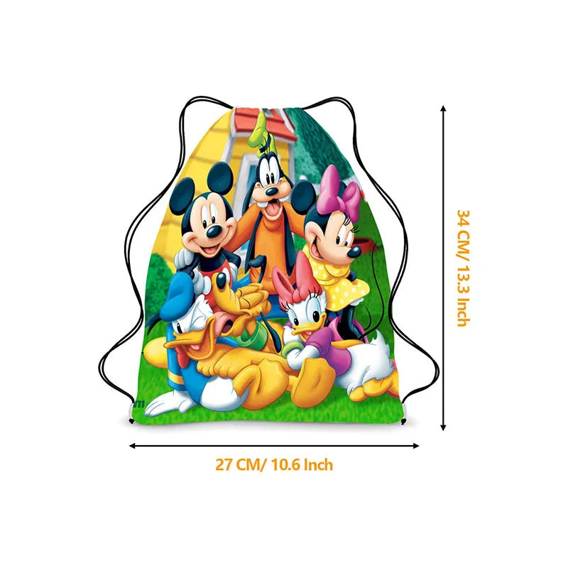 Disney Minnie & Mickey Drawstring Backpack – Cute & Lightweight Cartoon Bag for Kids, School, & Party Gifts!