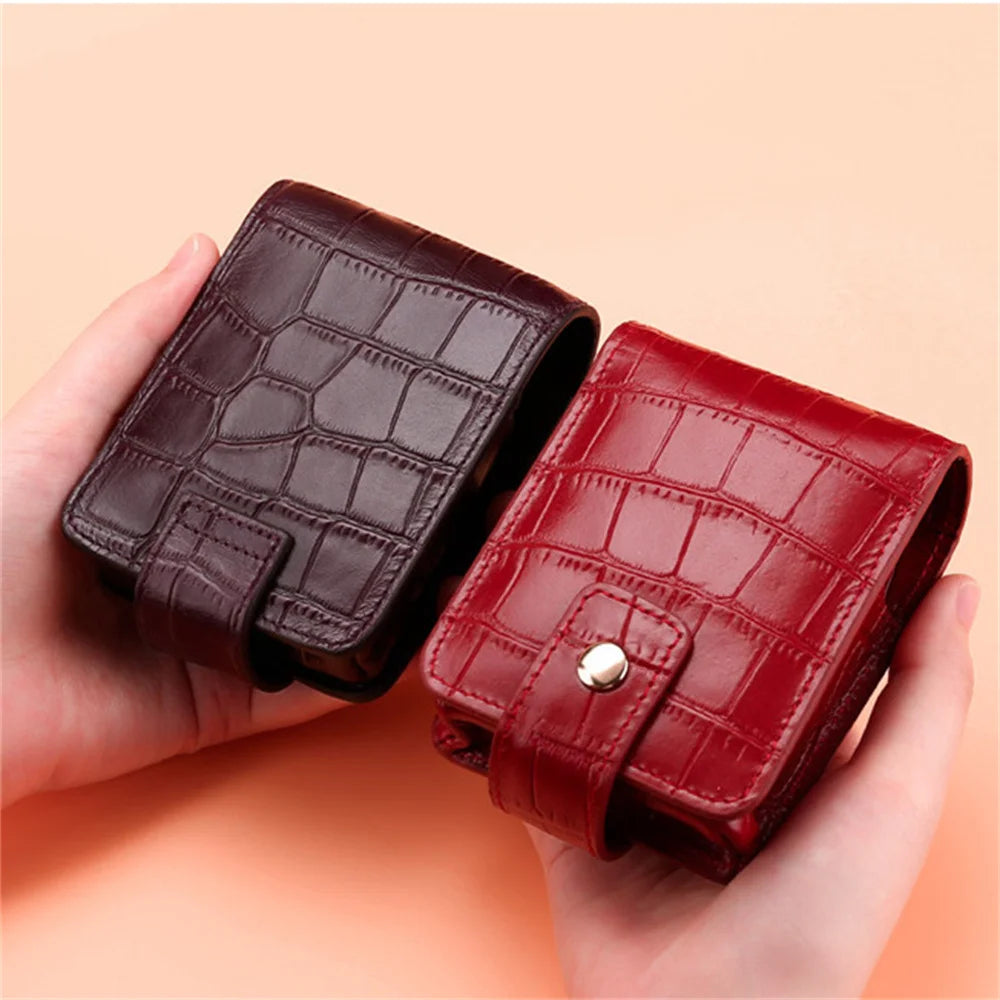 Mini Lipstick Cosmetic Bag with Mirror – Crocodile Pattern PU Travel Makeup Pouch & Organizer