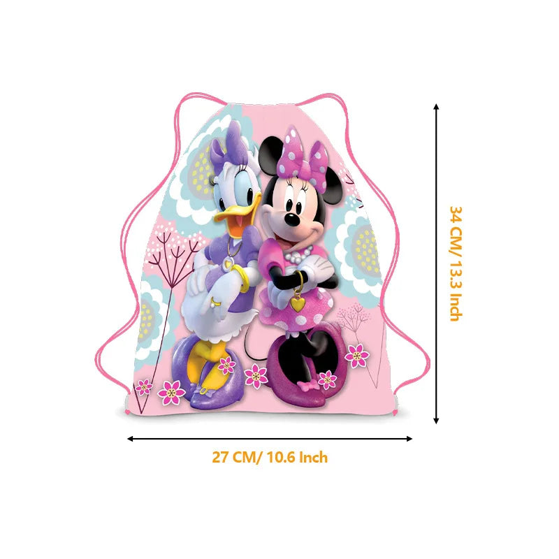 Disney Minnie & Mickey Drawstring Backpack – Cute & Lightweight Cartoon Bag for Kids, School, & Party Gifts!