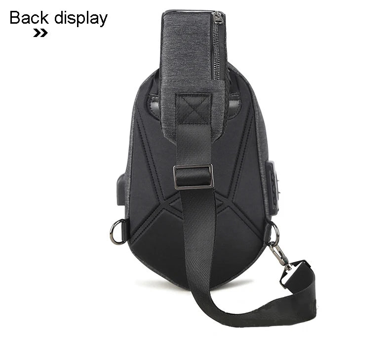 Men's Running Chest Bag – USB Charging Sling Pack for Travel, Cycling & College Students