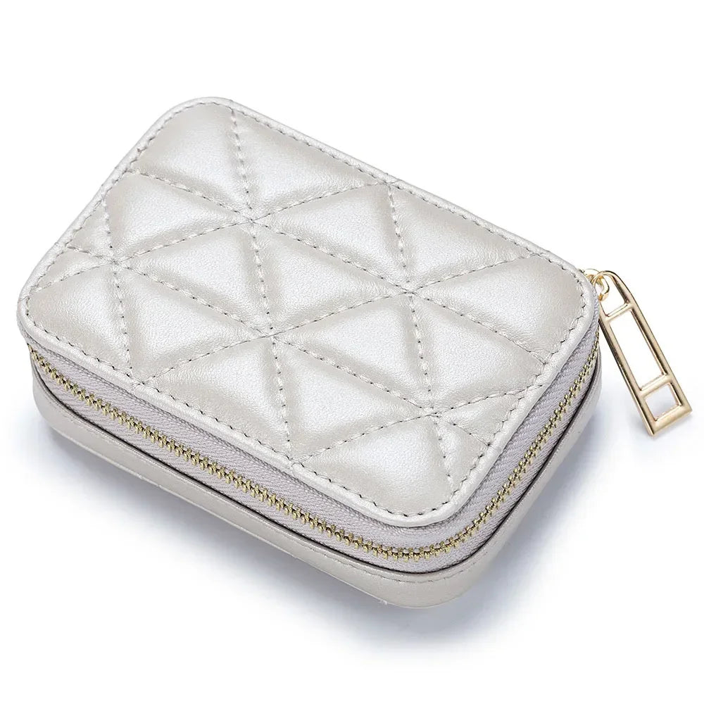 Mini Leather Cosmetic Bag – Stylish Lipstick & Coin Purse with Built-in Makeup Mirror