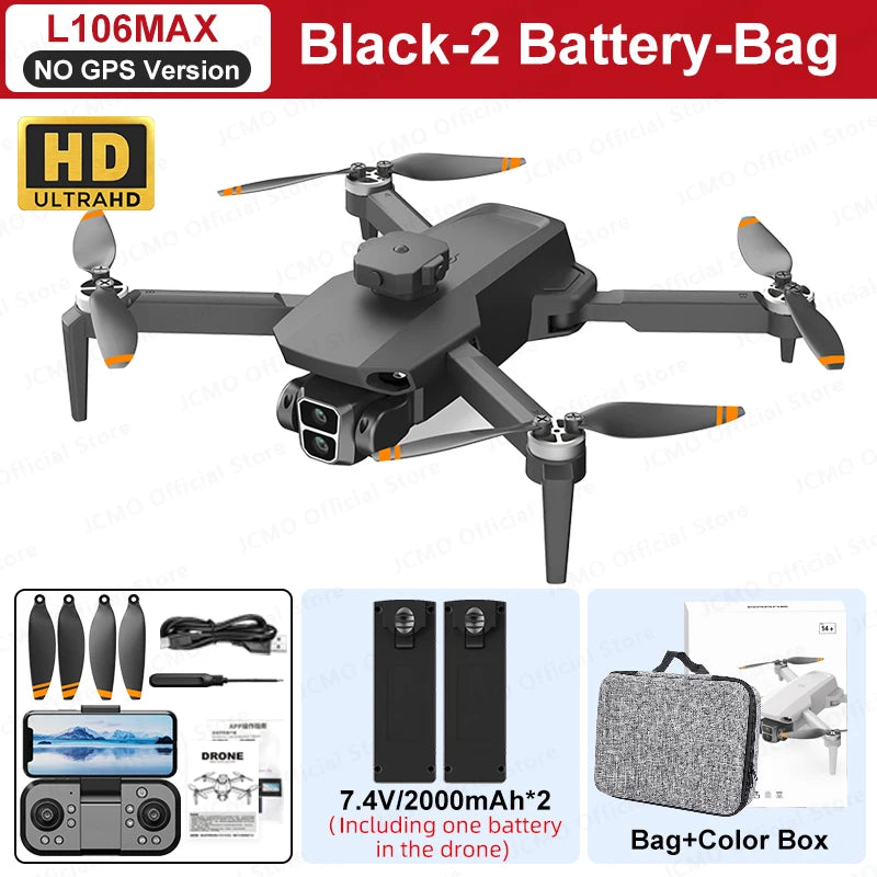 L106 MAX Brushless Dual Camera Drone – 360° Obstacle Avoidance, 2.4GHz RC Quadcopter with HD Camera