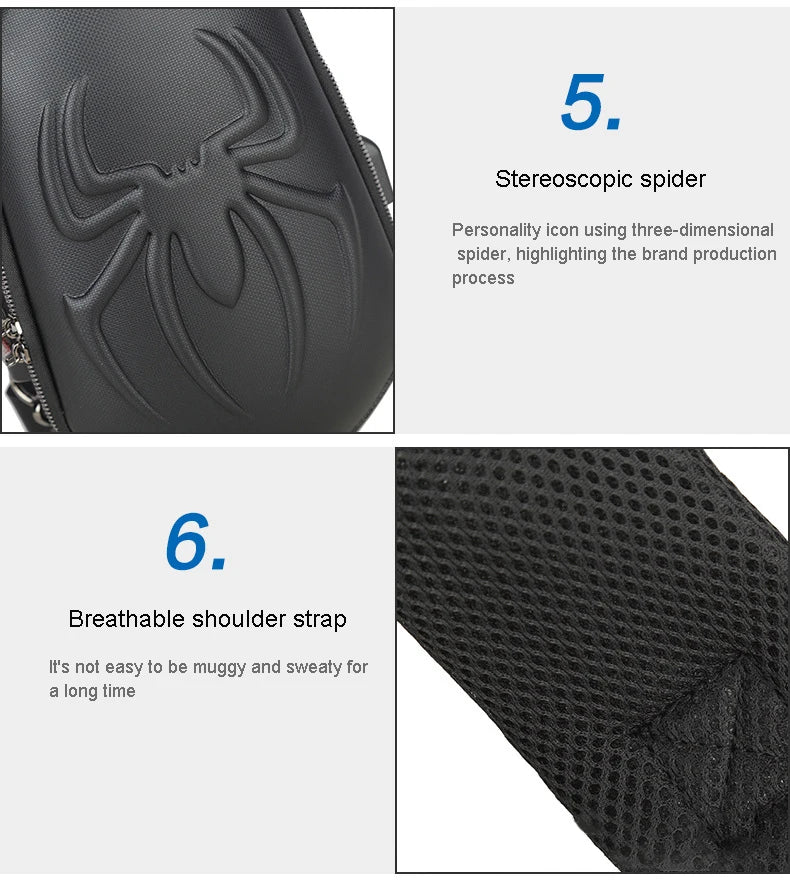 Men's Running Chest Bag – USB Charging Sling Pack for Travel, Cycling & College Students