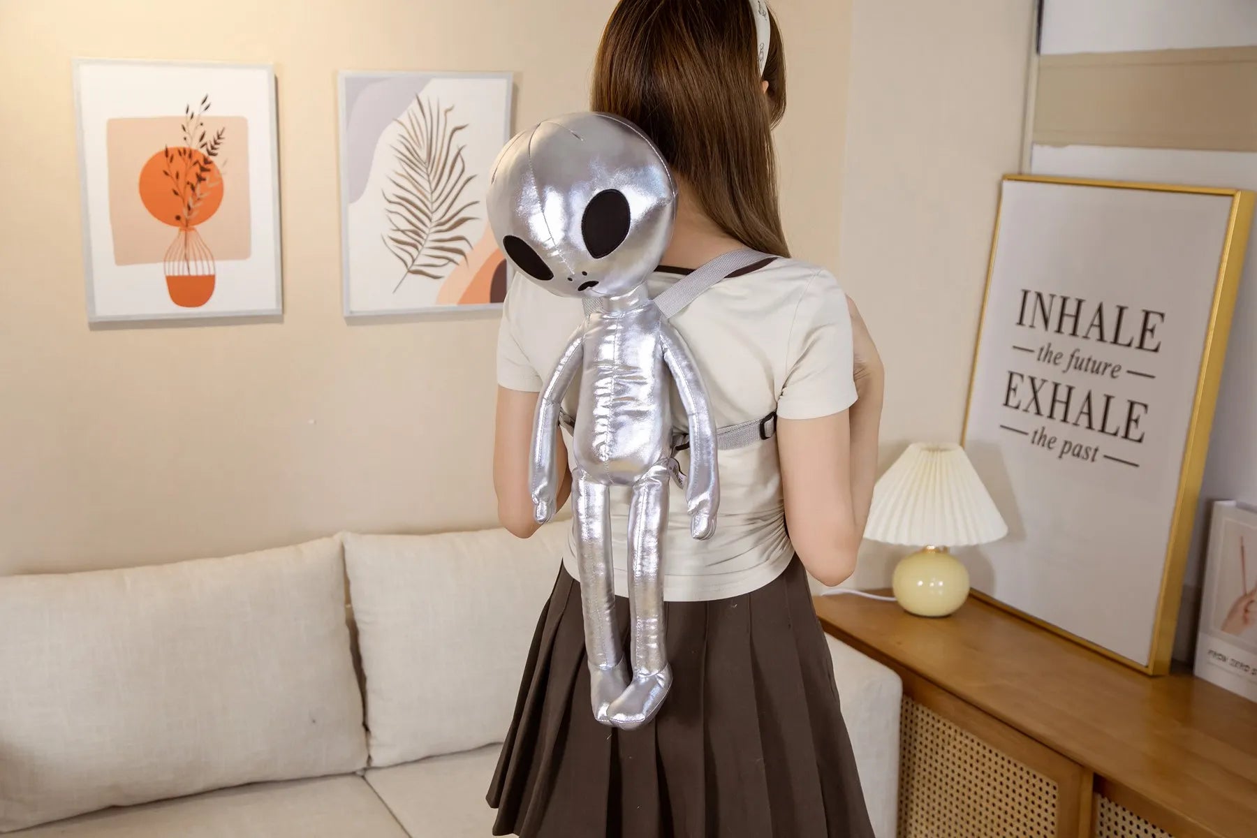 60cm Plush Alien Backpack – Soft & Adorable Extraterrestrial-Themed Bag, Perfect for Kids & Creative Gifts!