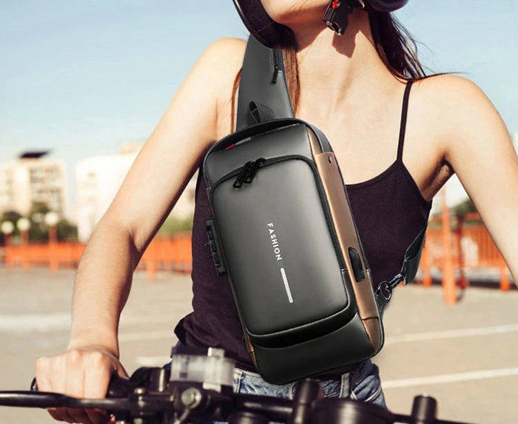 Men's Anti-Theft Chest Bag – USB Charging Crossbody Sling Bag for School, Travel & Daily Use