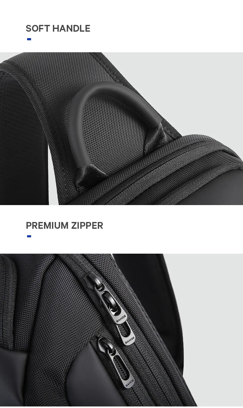 BANGE Brand Design Oxford Trendy Waterproof Men’s Chest Bag – Large Capacity, Multi-Pockets Slim Bag for Male
