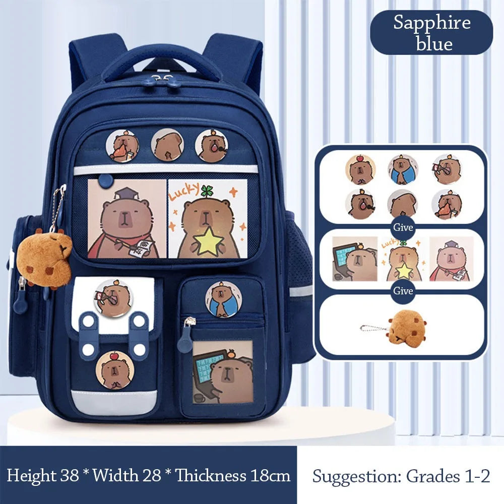 Waterproof Capybara Backpack Large Capacity Alleviate Burden School Bag Protecting Spine Widen Straps Backpack for Students
