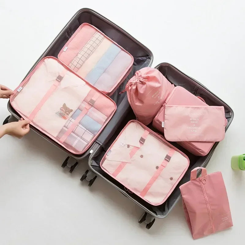 7-Piece Travel Organizer Set – Luggage Packing Cubes & Storage Bags for Clothes, Shoes & Accessories