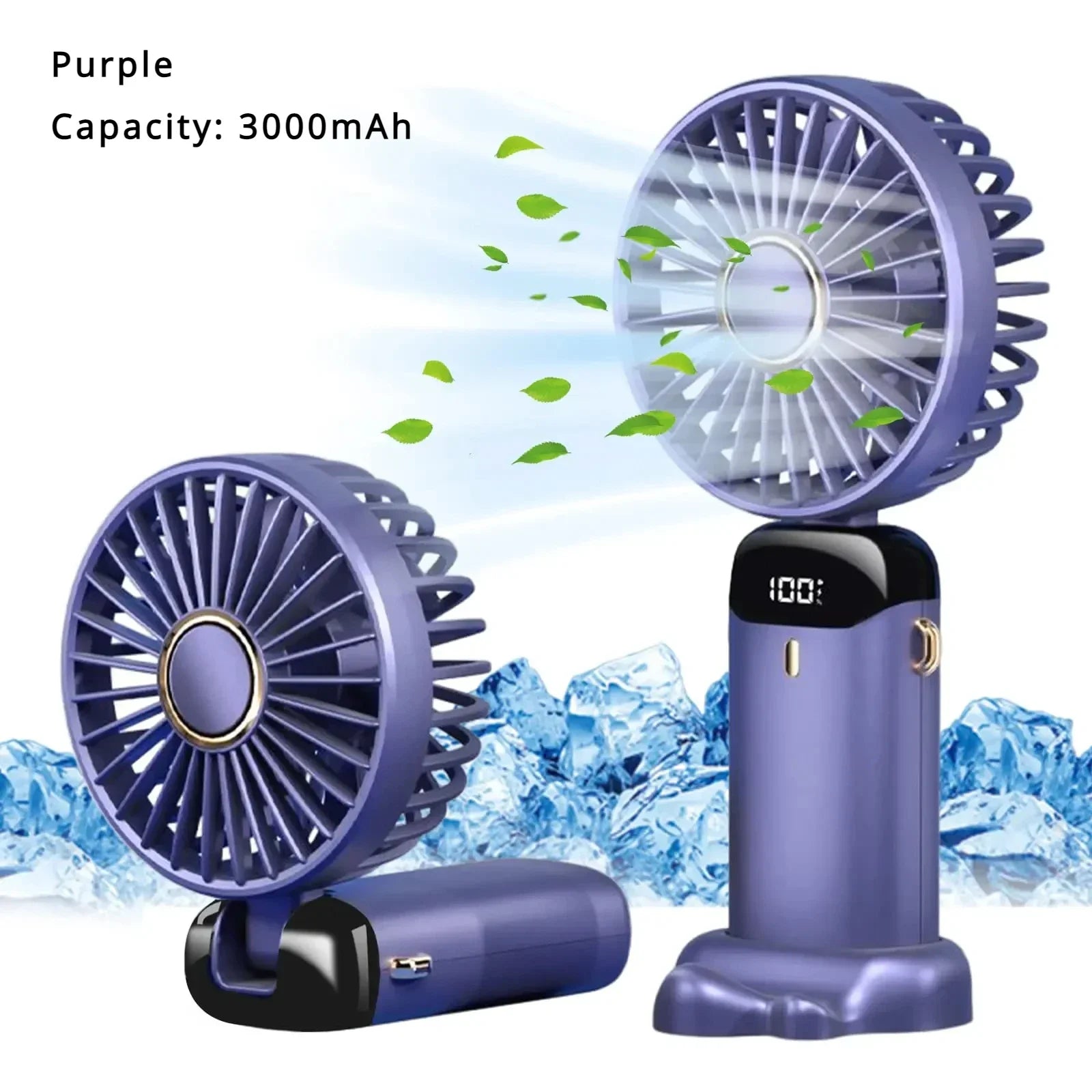 5000mAh Portable Mini Fan – Wireless USB Rechargeable, 5-Speed Foldable Neck Hanging Fan with Digital Display & Phone Holder