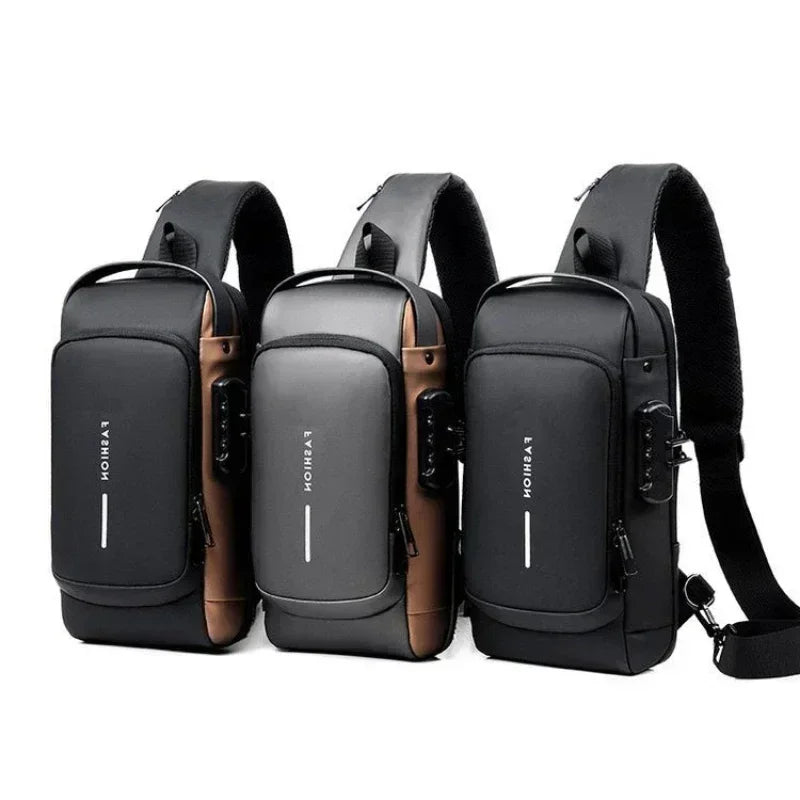 Men's Anti-Theft Chest Bag – USB Charging Crossbody Sling Bag for School, Travel & Daily Use