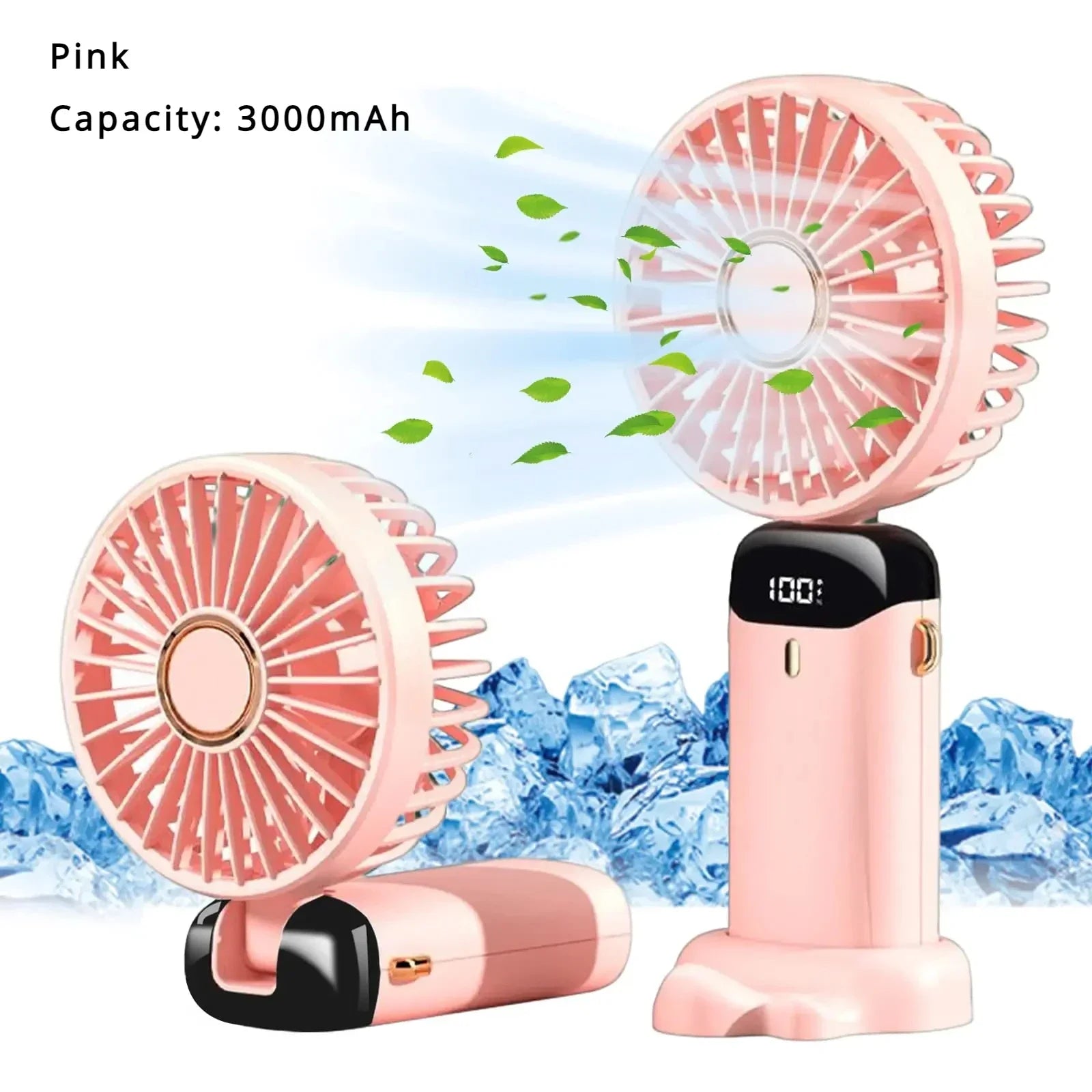 5000mAh Portable Mini Fan – Wireless USB Rechargeable, 5-Speed Foldable Neck Hanging Fan with Digital Display & Phone Holder