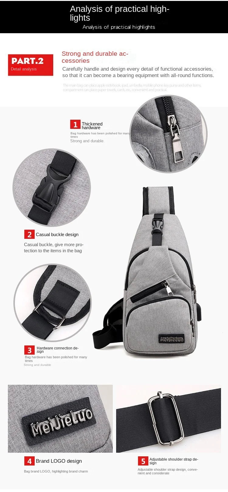 Fashion Casual Crossbody Bag Small Men's Shoulder Bag Men Diagonal Backpack Messenger Phone Bag Boy Fanny Chest Pack New