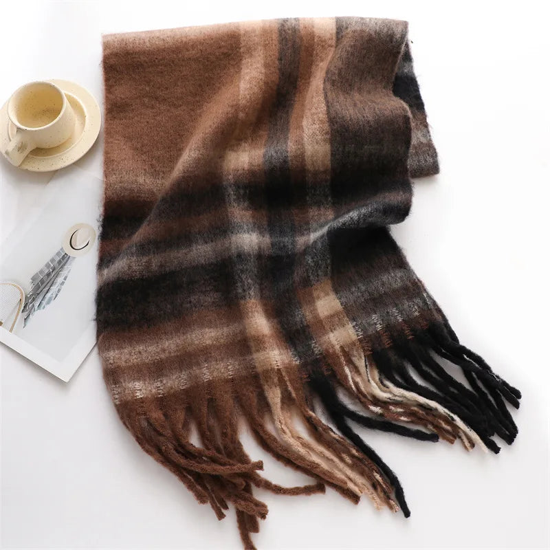 Ultra-Soft Korean Winter Cashmere-Feel Scarf – Thick, Warm & Stylish Tassel Shawl for Men & Women!