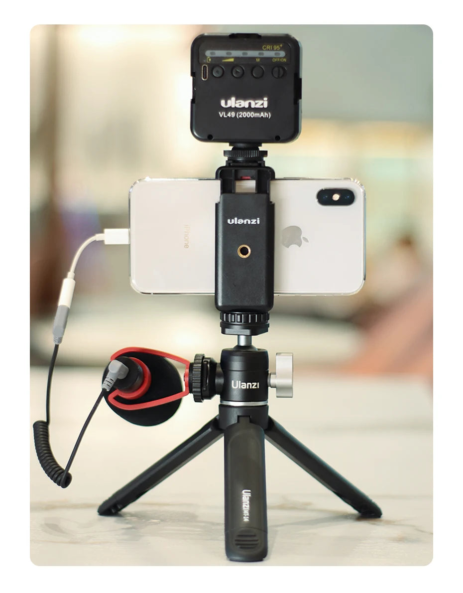 Ulanzi U-Vlog lite Mini Tripod with 360° Ball Head & Cold Shoe Selfie Stick Tabletop Tripod for Camera iPhone Android Phone DSLR