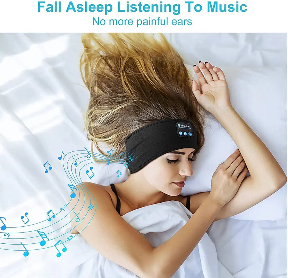 Sleep Eye Mask with Bluetooth 5.0 Headphones Soft Elastic Comfortable Headband ASMR Sleeping  Band 10H Music