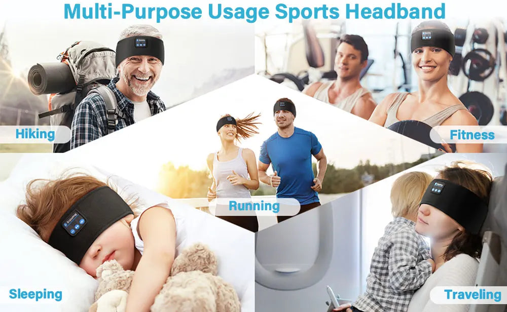 Sleep Eye Mask with Bluetooth 5.0 Headphones Soft Elastic Comfortable Headband ASMR Sleeping  Band 10H Music