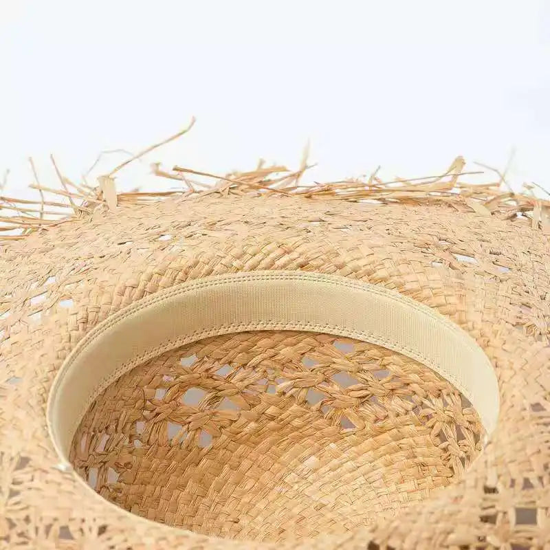 Women Summer Natural Raffia Straw Hat Girl Fashion Ribbon Floppy Shading Panama Wide Brim Sun Hats Gilrs Holiday Beach Hat