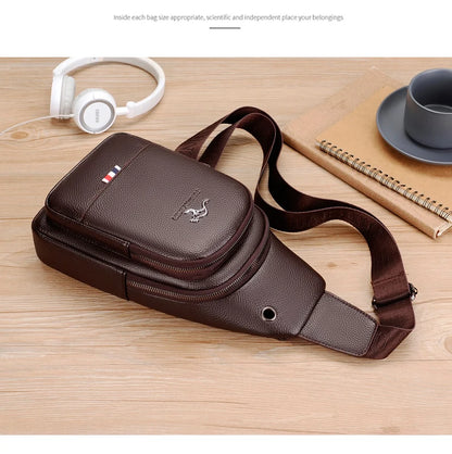 Men's Luxury PU Leather Chest Bag – Vintage Crossbody Shoulder Bag for Business & Casual Use
