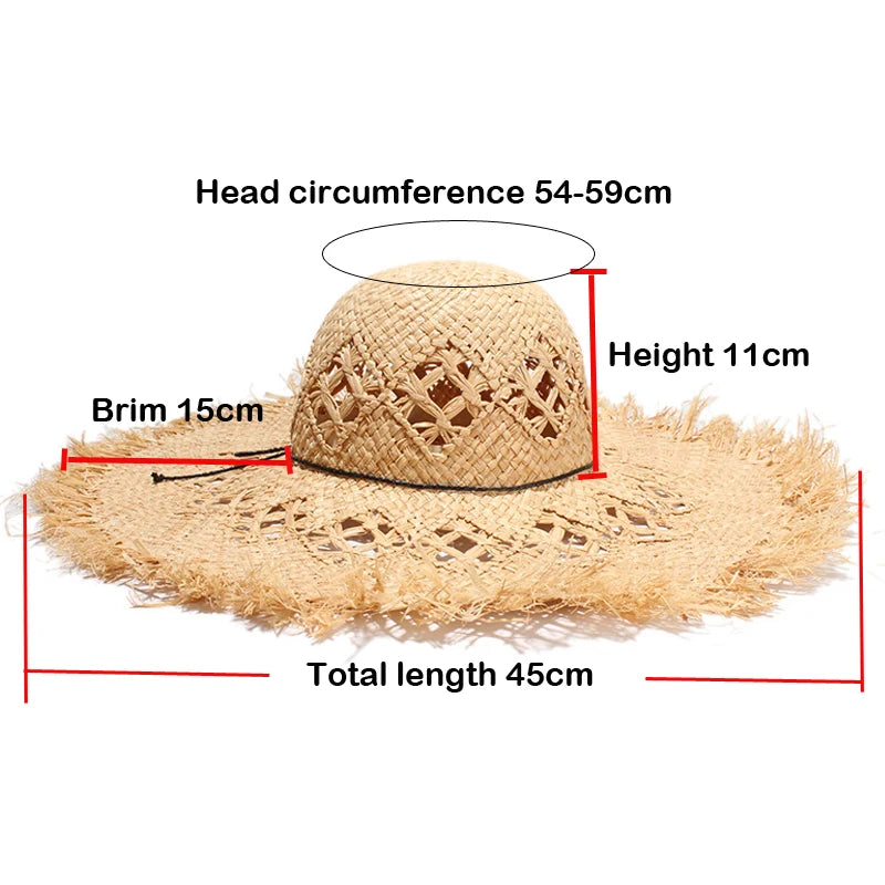 Women Summer Natural Raffia Straw Hat Girl Fashion Ribbon Floppy Shading Panama Wide Brim Sun Hats Gilrs Holiday Beach Hat
