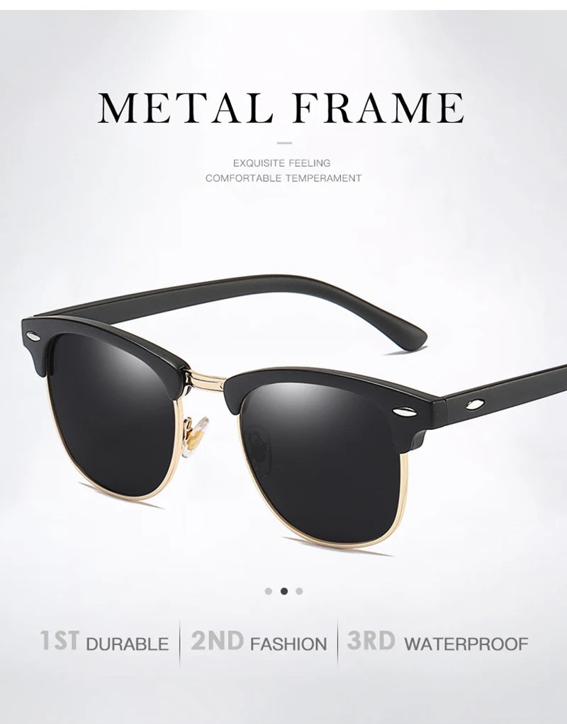 Classic Retro Half-Frame Polarized Sunglasses – Anti-Glare UV Protection for Men & Women ✨