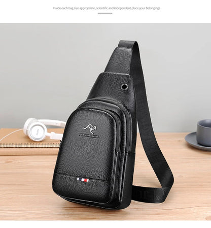 Men's Luxury PU Leather Chest Bag – Vintage Crossbody Shoulder Bag for Business & Casual Use