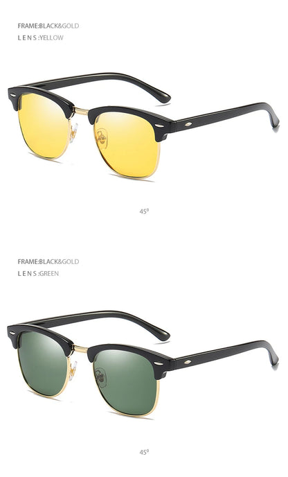 Classic Retro Half-Frame Polarized Sunglasses – Anti-Glare UV Protection for Men & Women ✨