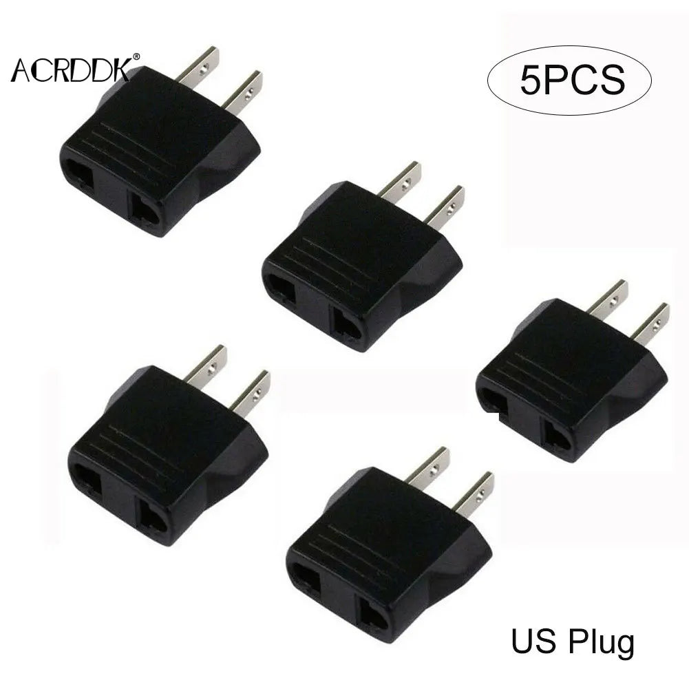 5PCS 110V to 220V Travel Adapter – EU/US Plug Converter for Home & Outdoor Use