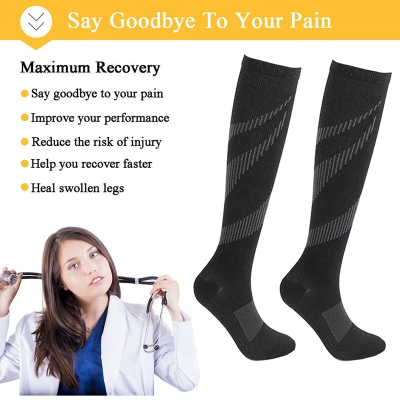 Compression Socks for Varicose Veins – Support Stockings for Nurses, Athletes, Diabetics & Outdoor Activities