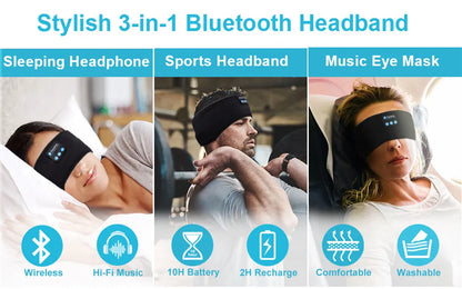 Sleep Eye Mask with Bluetooth 5.0 Headphones Soft Elastic Comfortable Headband ASMR Sleeping  Band 10H Music