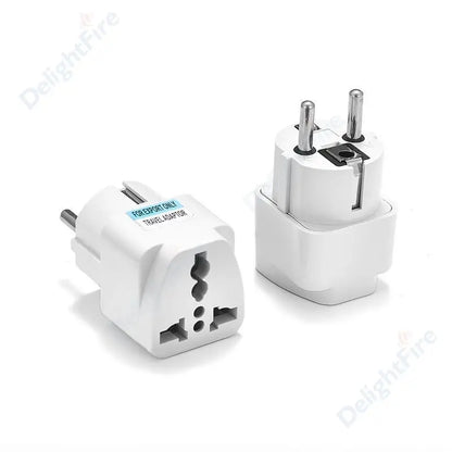 KR Plug Adapter – Universal Travel Adapter AU/UK/US to EU Type E/F Socket | France, Spain, Germany Compatible AC Power Outlet
