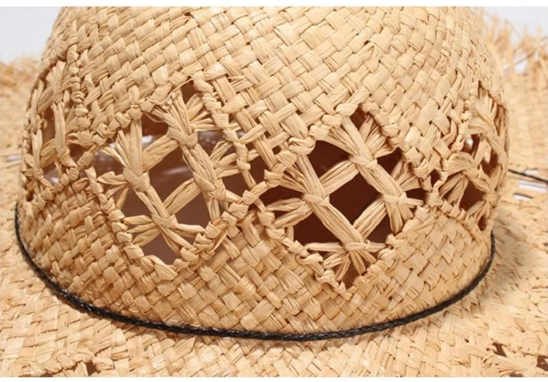 Women Summer Natural Raffia Straw Hat Girl Fashion Ribbon Floppy Shading Panama Wide Brim Sun Hats Gilrs Holiday Beach Hat