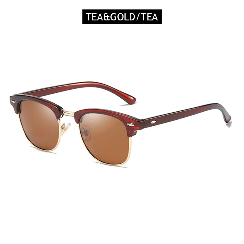 Classic Retro Half-Frame Polarized Sunglasses – Anti-Glare UV Protection for Men & Women ✨