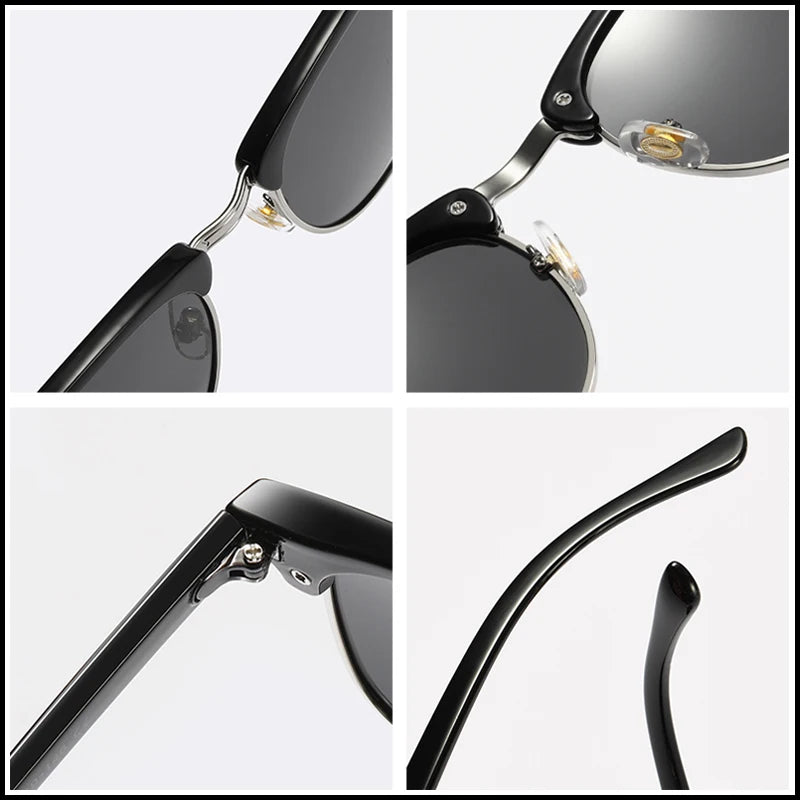 Classic Retro Half-Frame Polarized Sunglasses – Anti-Glare UV Protection for Men & Women ✨