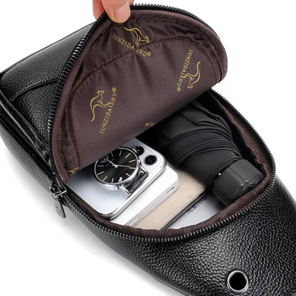 Men's Luxury PU Leather Chest Bag – Vintage Crossbody Shoulder Bag for Business & Casual Use
