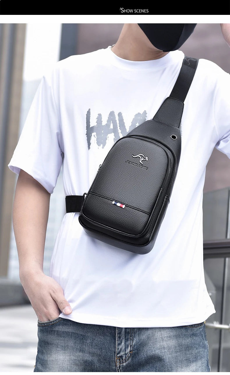 Men's Luxury PU Leather Chest Bag – Vintage Crossbody Shoulder Bag for Business & Casual Use