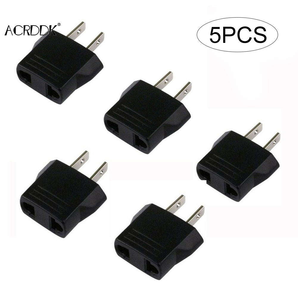 5PCS 110V to 220V Travel Adapter – EU/US Plug Converter for Home & Outdoor Use