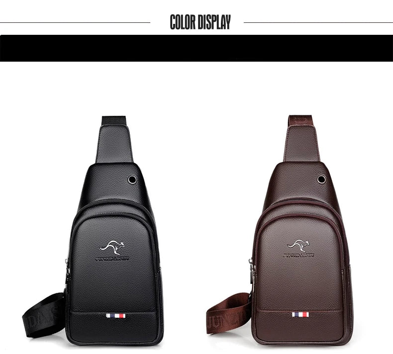 Men's Luxury PU Leather Chest Bag – Vintage Crossbody Shoulder Bag for Business & Casual Use